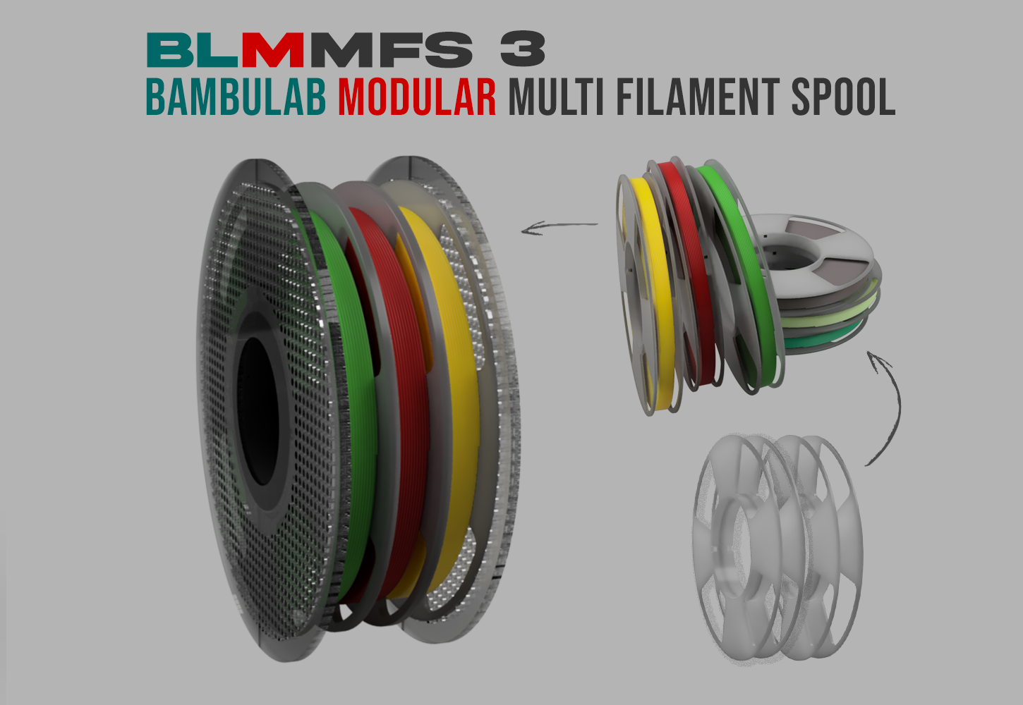 bambu laboratório modular multi filamento carretel by giuliolibrando 3d impressora acessórios bambulab ams multicolorido forja chapéus amostra adaptador 250g 3D print model - Mito3D