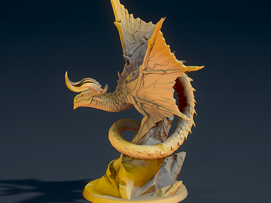 yellow dragon by minishev miniatures creatures 3d print model - Mito3D