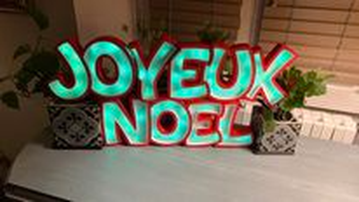 joyeux l by didoucrazyfrog11 casa decoración fiesta navidad cadeau leds caja niño 3d print model - Mito3D