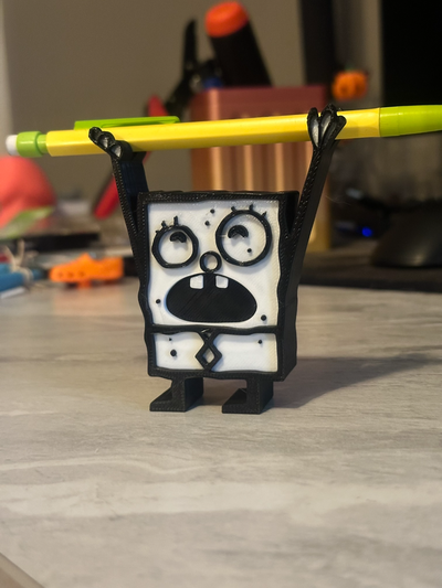 doodlebob caneta suporte by markury casa escritório bob esponja porta canetas lápis 3d print model - Mito3D