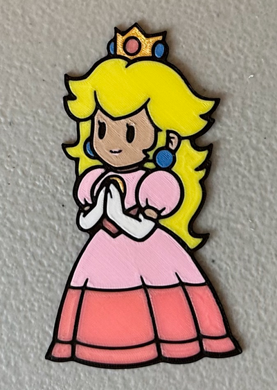 multicolor princess peach magnet by wotfan art 2d mario 3d print model - Mito3D