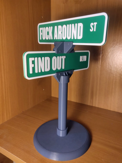 f k out street signs remixed by 253bigfoot art & logos sign fuck fofo decoration funny nsfw warning 3d print model - Mito3D