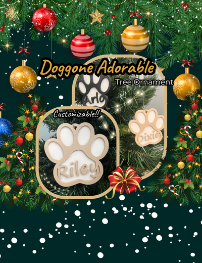 doggone adorable ornament customizable text by aesth3tix household festivities christmas tree decorations dog paw multicolor ams custom 2023 christmastree christmastreeornament pet holiday animal winter puppy 3d print model - Mito3D