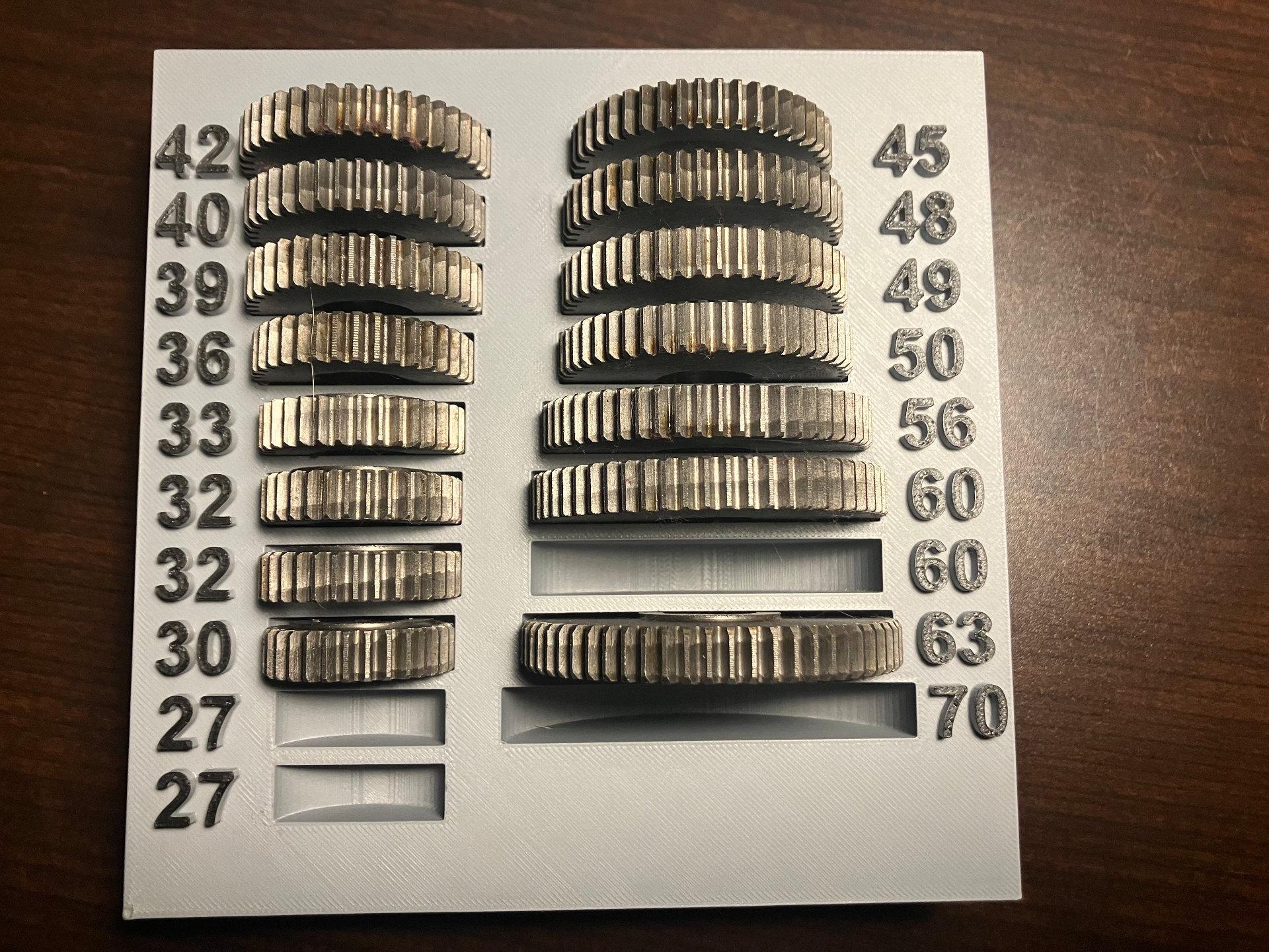 smithy midas 1220 threading change gear organizer by heydillonharrington tools organizers lathe gears orgainizer 3D print model - Mito3D