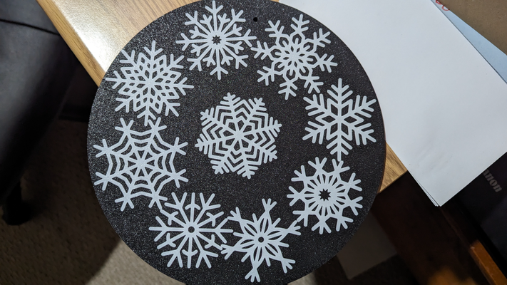 two layer snowflake decorations by omegapoint art 2d winter christmas holiday 3d print model - Mito3D