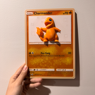 oversized charmander pokemon card - hueforge hybrid remixed by cyanidesugar art models print in place decor gift multicolor 3d print model - Mito3D
