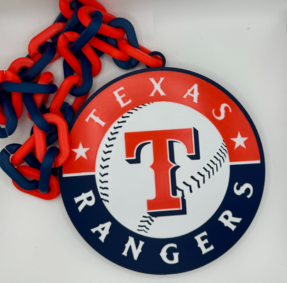 texas rangers énorme rotation chaîne collier logo by bill robland art panneaux logos base ball mlb 3d print model - Mito3D