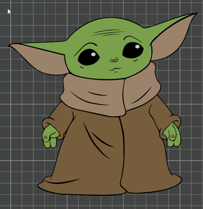 baby yoda - ams ready by ben art 2d multicolour 3d print model - Mito3D