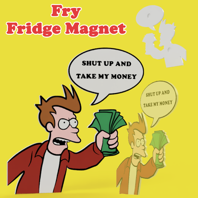 frire frigo aimant by forest87 ménage décor futurama meme mèmes aimants tv dessin animé dessins animés renard disney argent 3d print model - Mito3D