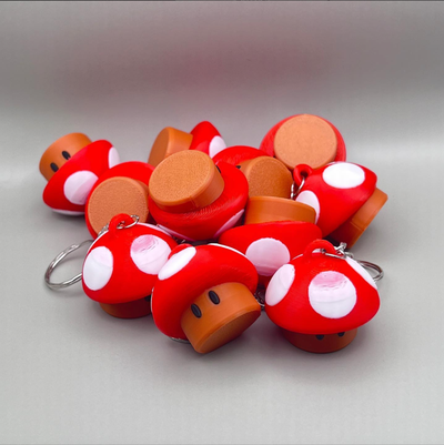 mario champignon porte clés by mats3dprints mode bijoux nintendo jeu jouets yoshi luigi bowser ancien 3d print model - Mito3D