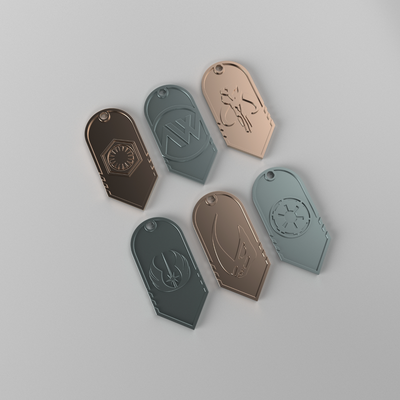 star wars inspired dog tags by army of won props & cosplays jedi mandalorian 3d print model - Mito3D
