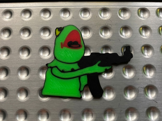 kermit ak machine gun meme by maut3d art 2d ak47 frog funny 3d print model - Mito3D