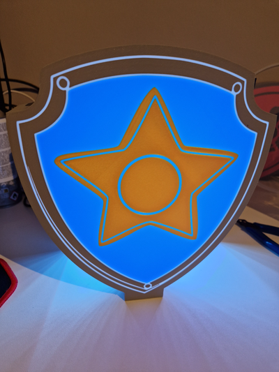 chase badge light box by 3dgiftsbe art signs & logos paw patrol lightbox 3d print model - Mito3D