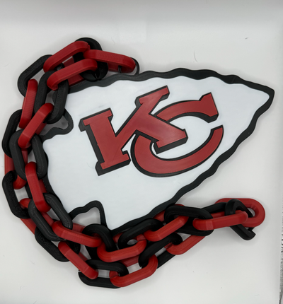 kansas city chiefs oversized chain logo necklace by billrobland art signs & logos nfl chains 3d print model - Mito3D