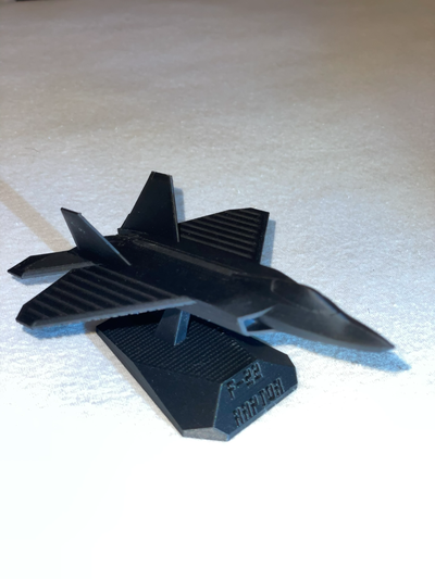 22 rapace modèle + supporter by descente solutions miniatures jet échelle combat guerre furtif bureau avion 3d print model - Mito3D