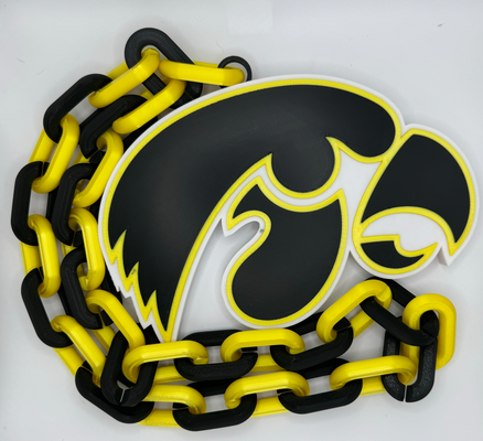 iowa occhi falco sovradimensionato catena logo by bill robland arte segni loghi università calcio 3d print model - Mito3D