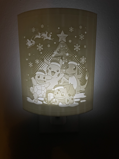 pokemon night light lithophane by 3d prints week household decor christmas holiday pikachu charmander squirtle bulbasaur anime manga kids room cartoon festive decoration easy fast 3d print model - Mito3D