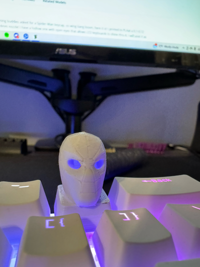 spider-man keycap lit eyes by l3thality hobby & diy electronics led light spiderman marvel avengers keyboard gaming 3d print model - Mito3D