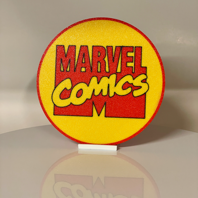 coaster - classic marvel logo by average3dprints household decor comics avengers ironman spiderman marvels super hero 3d print model - Mito3D