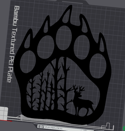 paw dear forest by kenprint3d art 2d deer 2dart wall decor house bear 3d print model - Mito3D