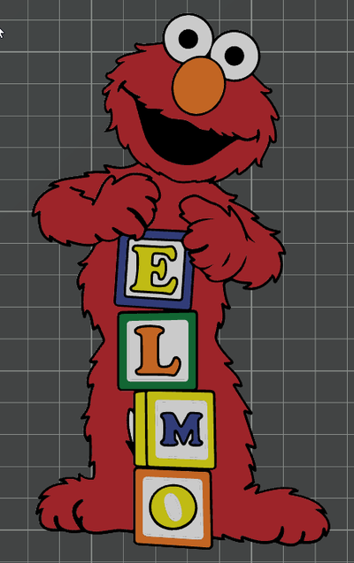 elmo sesamstrasse ams listo by ben arte 2d semillas sésamo niños multicolor 3d print model - Mito3D