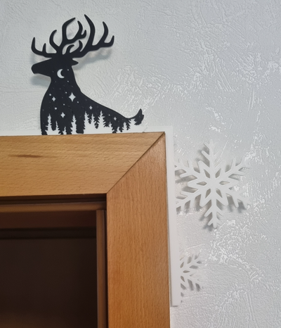 christmas deer door corner by dennisv art 2d weihnachten deko snowflake weihnachtsdeko decoration schneeflocke 3d print model - Mito3D