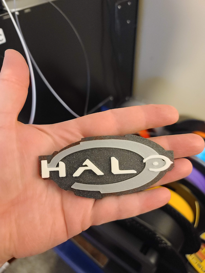 halo badge gpu support riser compatible by dakjones82 art signs & logos master chief pc gaming graphics card case custom game room 3d print model - Mito3D