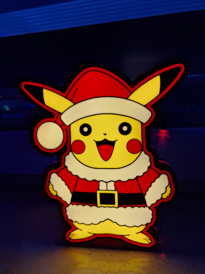 christmas pokemon pikachu santa lightbox led lamp wall art by nico91 signs & logos christamast decorations light box boxes almp decoration 3d print model - Mito3D