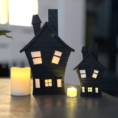 haunted house xxl remixed by schiko household festivities hauntedhouse candle halloween tealight light 3d print model - Mito3D