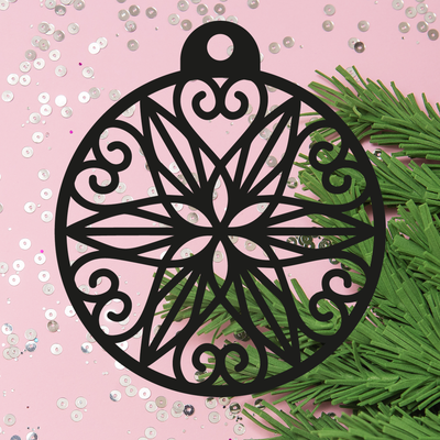 christmas bauble circular snowflake single design 1 by prints plants household decor baulbe decoration tree fast print colour deco xmas circle 3d print model - Mito3D
