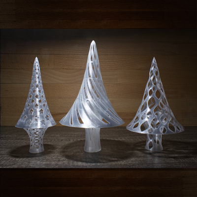 trío of navidad arboles apoya fácil to impresión by plasticidad extraña casa festividades 2023 árbol decoración 3d print model - Mito3D