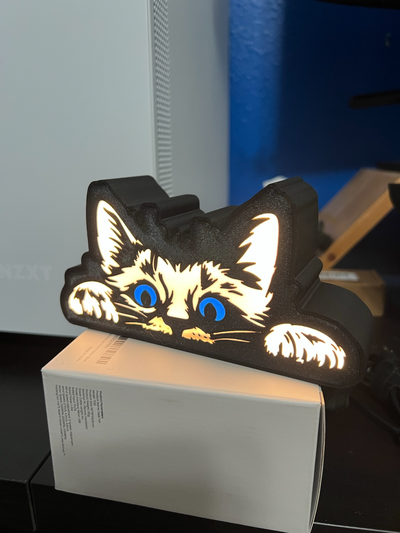 peekaboo cat lightbox by e engvall household decor light box 3d print model - Mito3D