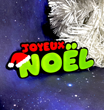 joyeux l francês alegre natal decoração by 3dimension costumes casa noel feriado placa 3d print model - Mito3D