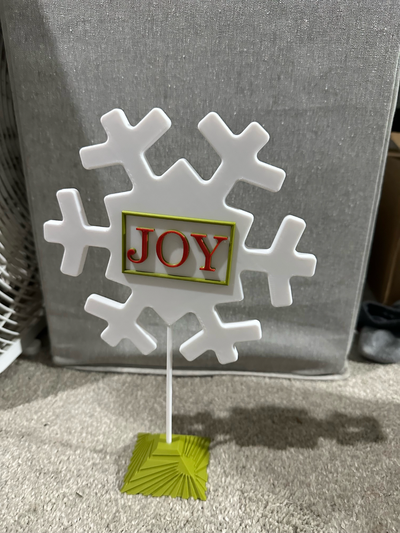 snowflake joy decoration by matdanck121 household decor christmas holiday winter snow 3d print model - Mito3D