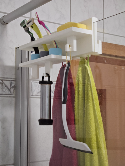 shower cabinet shelf razors or toothbrush hanger towels by 3dprintcess household house models towel razor dusche duschkabine cabine rasierer toothbrusch 3d print model - Mito3D