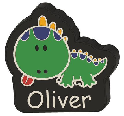 oliver dino ışık kutu by çubuk kraker 3d sanat işaretler logolar led 3d print model - Mito3D