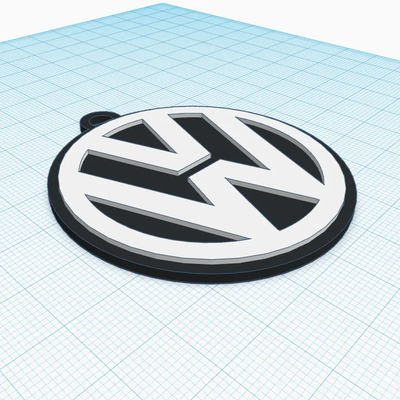 volkswagen logotipo 1995 chaveiro by johny3d arte 2d golfe volkswagen 3d print model - Mito3D