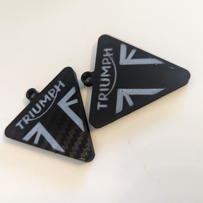 triumph keychain double sided remixed by spud2077 art signs & logos motorbike motorcycle logo keyring ams 3d print model - Mito3D