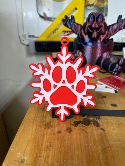 paw snowflake ornament by websters creations household decor christmas holiday 3d print model - Mito3D