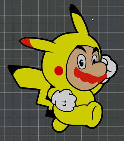 super mario pikachu ams pronto by arte 2d comico multicolore 3d print model - Mito3D