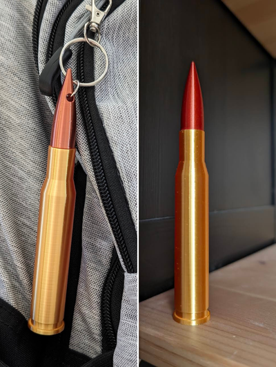50 cal bullet + opt keychain by otakumx props & cosplays bmg christmas cartridge america accessory 50 ornament caliber 3d print model - Mito3D
