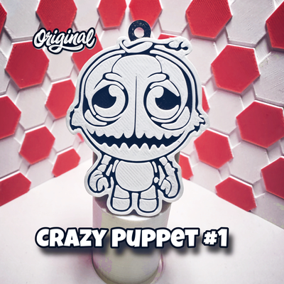 crazy puppet keychain 1 by tiroplast 3d art coin & badges easy 3d print model - Mito3D