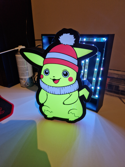 noël pikachu by 3dgifts be art panneaux logos boite lumière vacances pokémon 3d print model - Mito3D