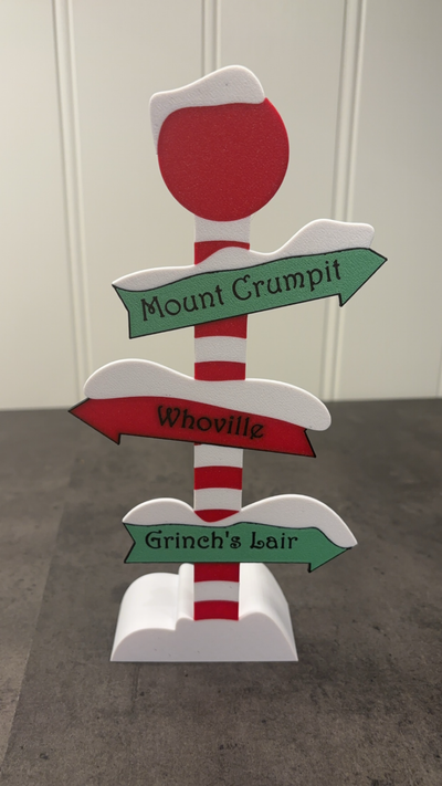grinch sign mount crumpit whoville by kogkbo art signs & logos ornament christmas movie 3d print model - Mito3D