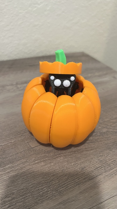 pumpkin spider robot no mmu needed remixed by rfnovo toys & games toy halloween kids kidstoys transformer 3d print model - Mito3D