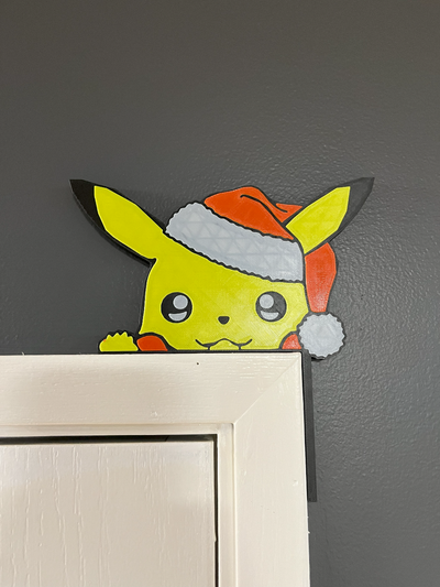 pikachu papai noel chapéu porta decoração ams cor mudança by sjw5135 casa festividades natal decorações canto doordecor noams pokémon claus 3d print model - Mito3D