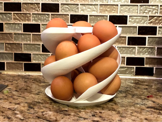 egg roll basket eierspender by der3de household house models eier eibos spender spend kitchen kitchenhelper helper organizer spiral ramp 3d print model - Mito3D