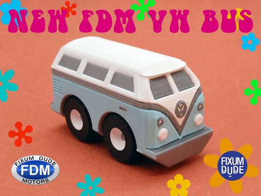 fixum dude motors pip wv bus by fixumdude toys & games truck trucks vehicle toy car print in place articulated gift van volkswagen microbus vwbus 3d print model - Mito3D