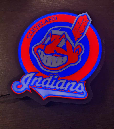 cleveland indians light box by tridimension printworks art signs & logos lightbox led ams baseball lamp cool awesome 3d print model - Mito3D