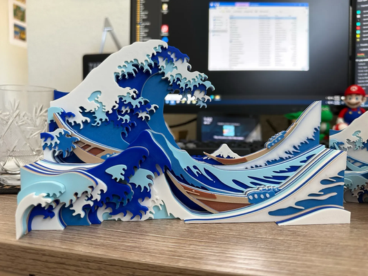 grande onda kanagawa remixato by merofosi arte modelli grandeonda fuji modello 3d print model - Mito3D